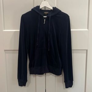 Juicy Couture Terry Hooded Track Jacket- Navy Size L